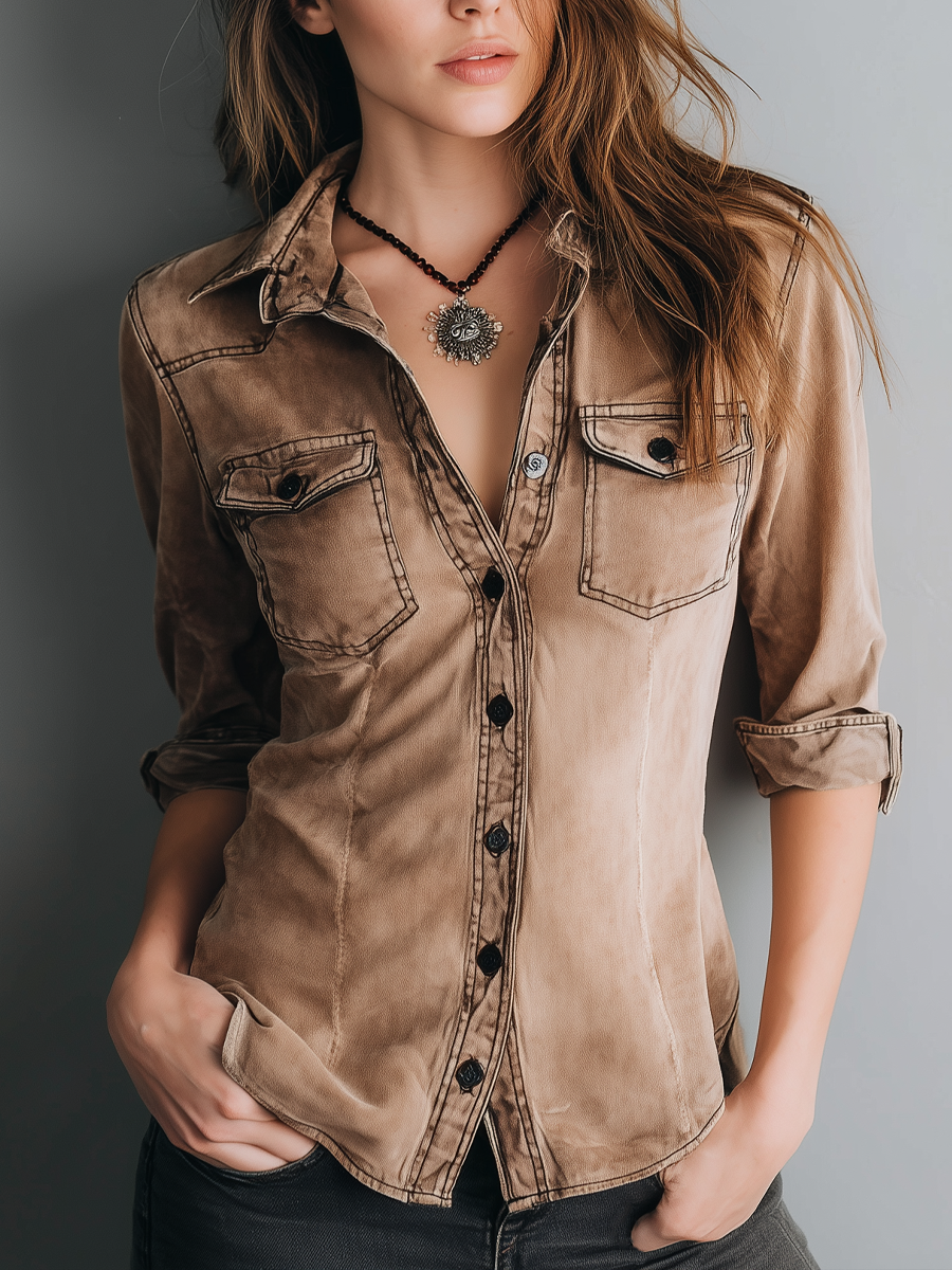 Evelina - Blouse rétro avec coutures contrastées