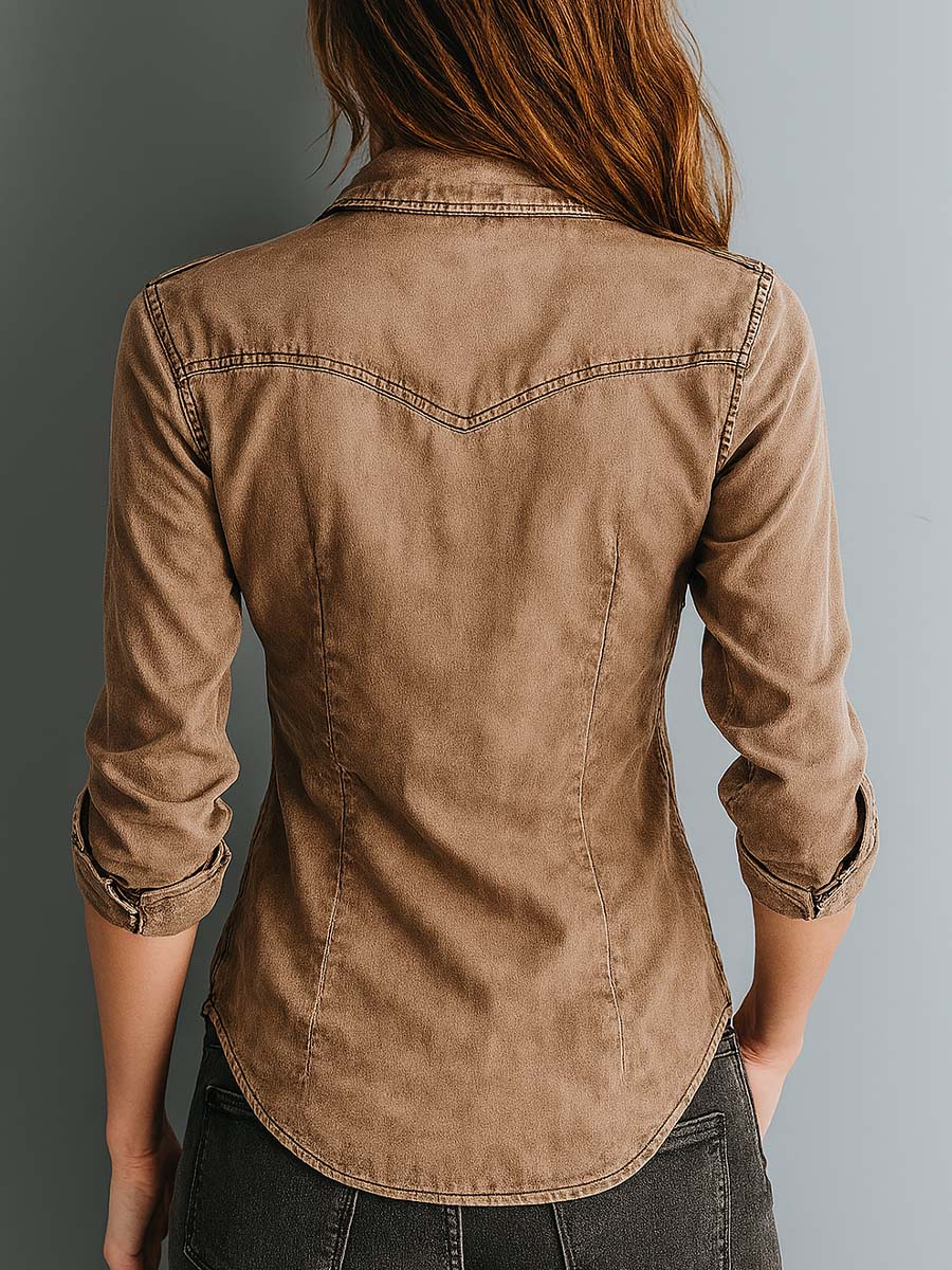 Evelina - Blouse rétro avec coutures contrastées