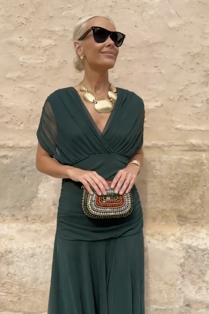 Velunara – Elegantní maxi společenské šaty s výstřihem do V