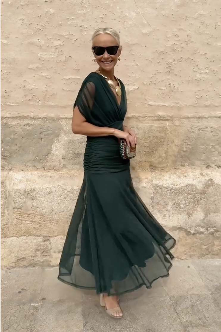 Velunara – Elegantní maxi společenské šaty s výstřihem do V