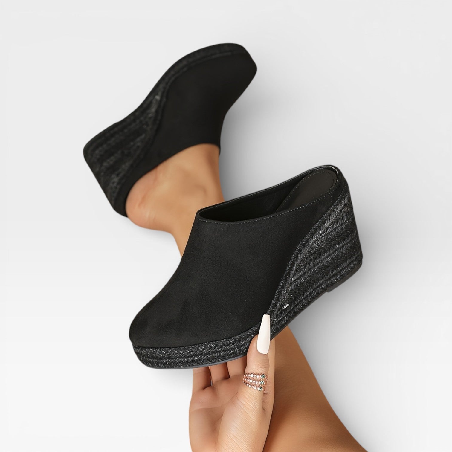Lorena - Chaussures compensées pour femmes en velours espadrilles