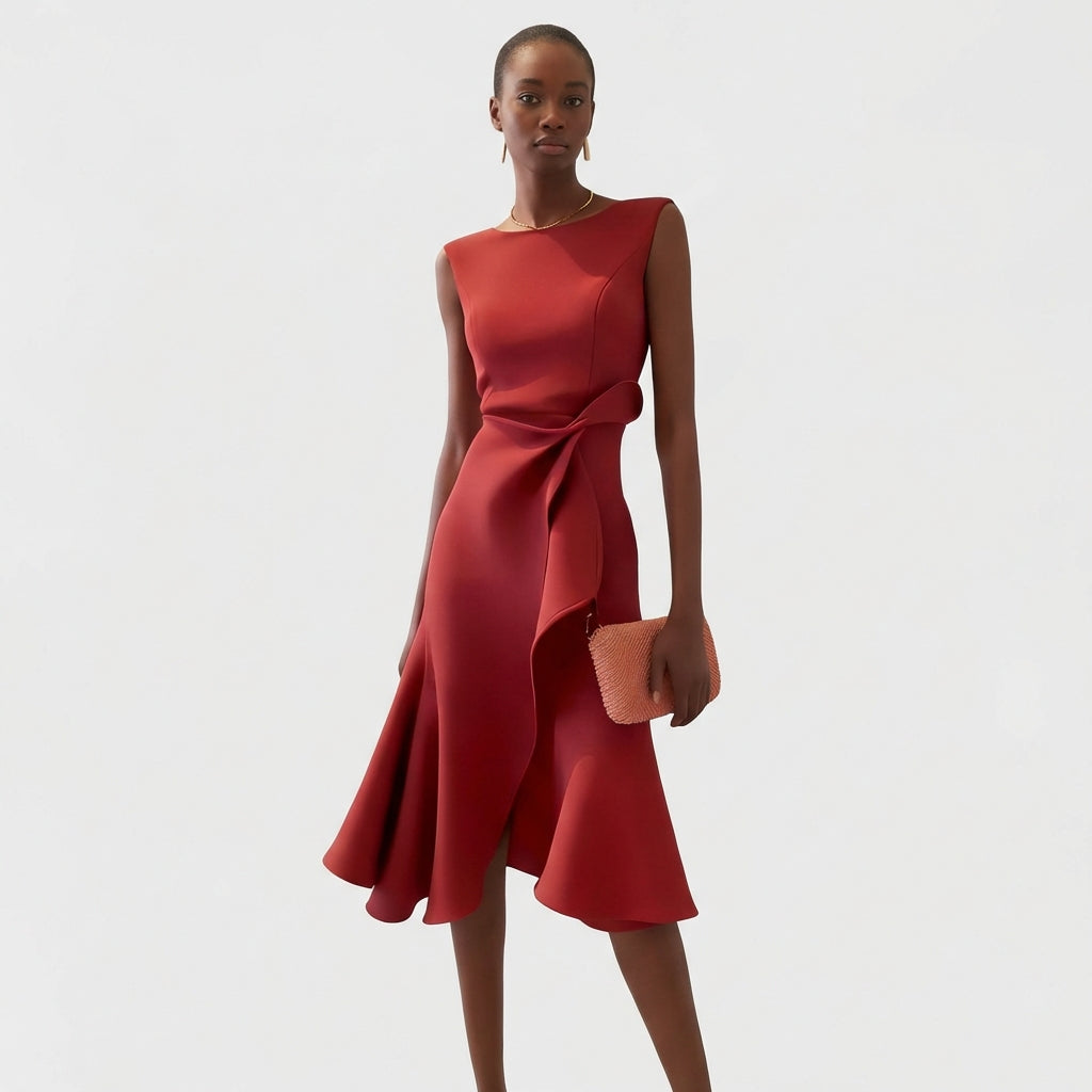 Agurelle - Vestido midi asimétrico para mujer