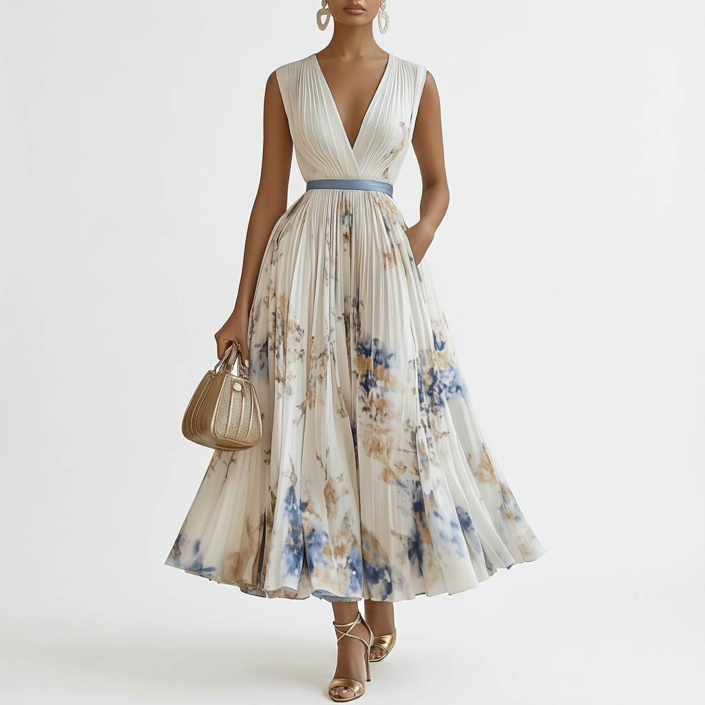 Arielleva - Vestido midi blanco sin mangas