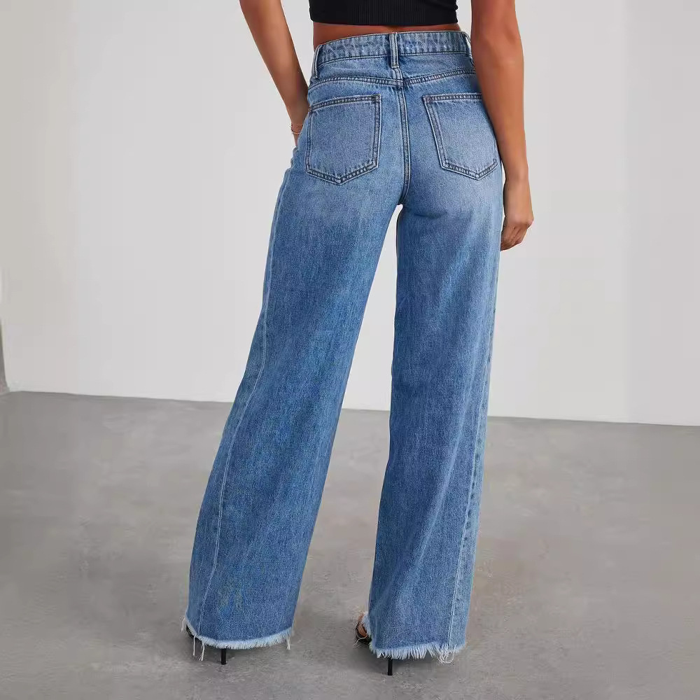 Baggy Jeans Für Damen Mit Hohem Bund Und Saumkante | Lang