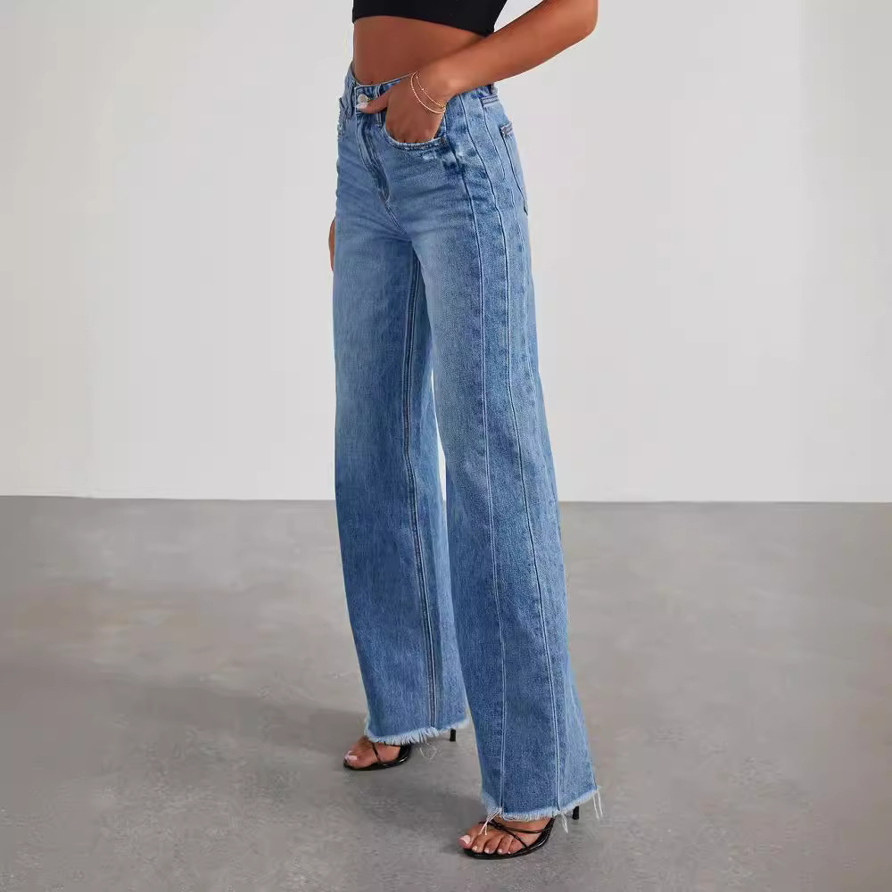 Baggy Jeans Für Damen Mit Hohem Bund Und Saumkante | Lang