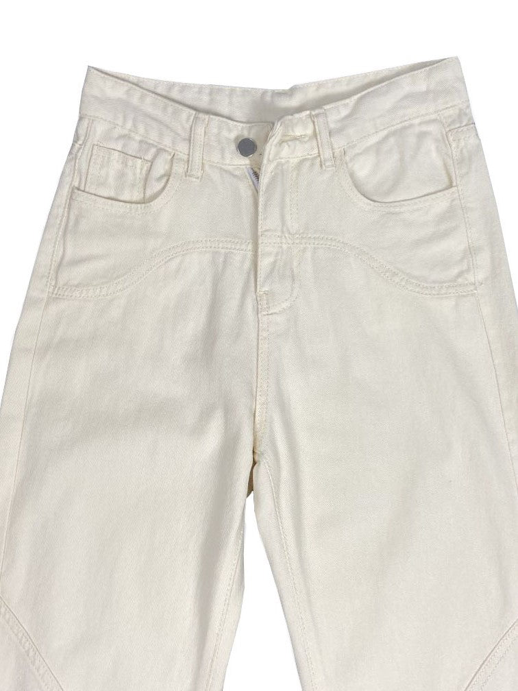 Jeans holgados para mujer con cintura alta y costuras decorativas | Anchos