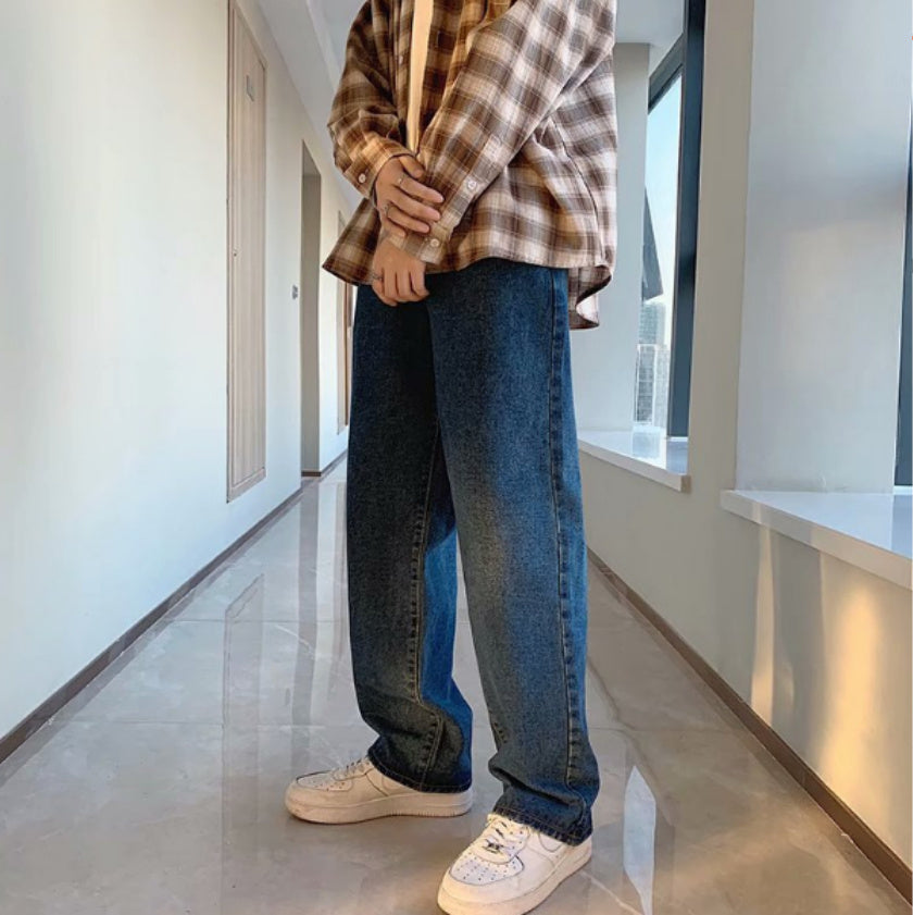 Jeans holgados para hombre con pierna ancha y cintura alta | Sueltos