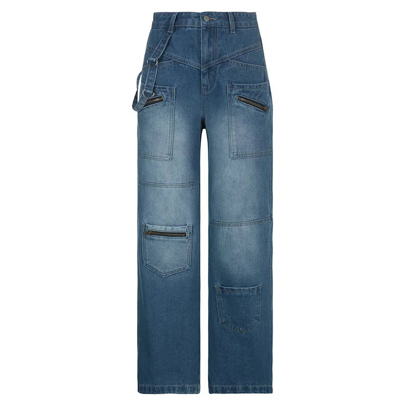 Cargo Baggy Jeans Für Damen Mit Zippern Und Taschen | Weit