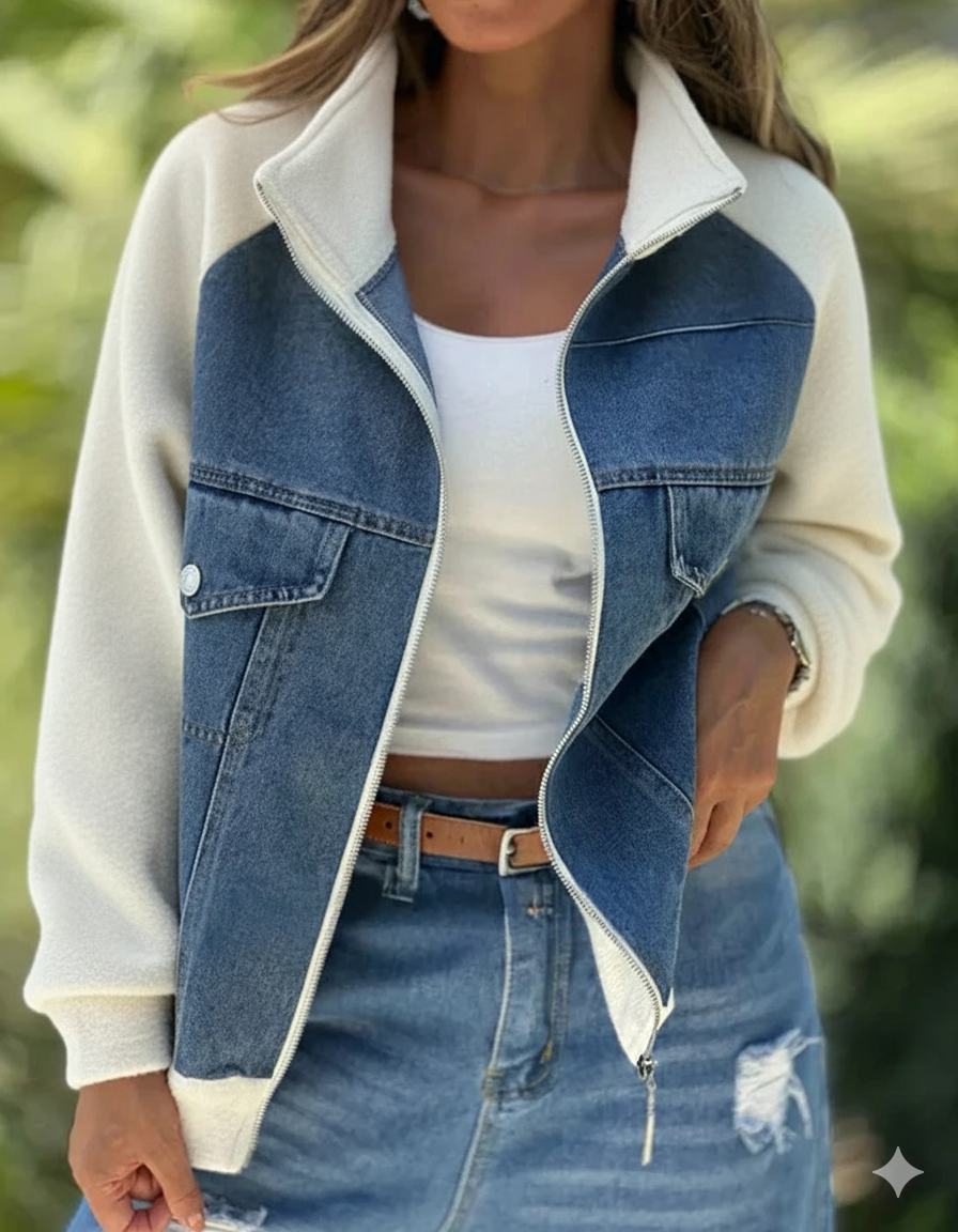 College Übergangsjacke Damen Denim-Optik | Leicht