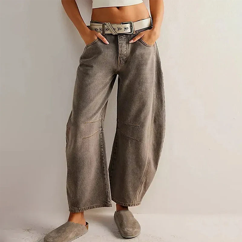 Cropped Baggy Jeans Für Damen Mit Hohem Bund | Kurz