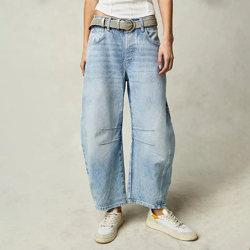 Cropped Baggy Jeans Für Damen Mit Hohem Bund | Kurz