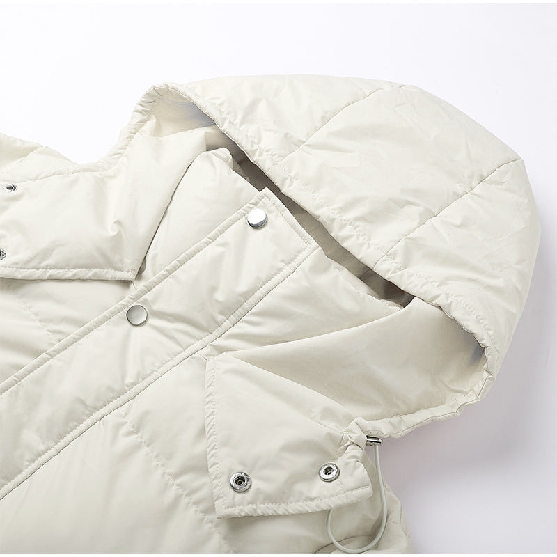 DRAFTED - Women's Long Down Coat with Snap Buttons | Winter