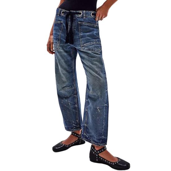 Damen Barrel Jeans Mit Kordelbund Und Großen Taschen | Streetwear