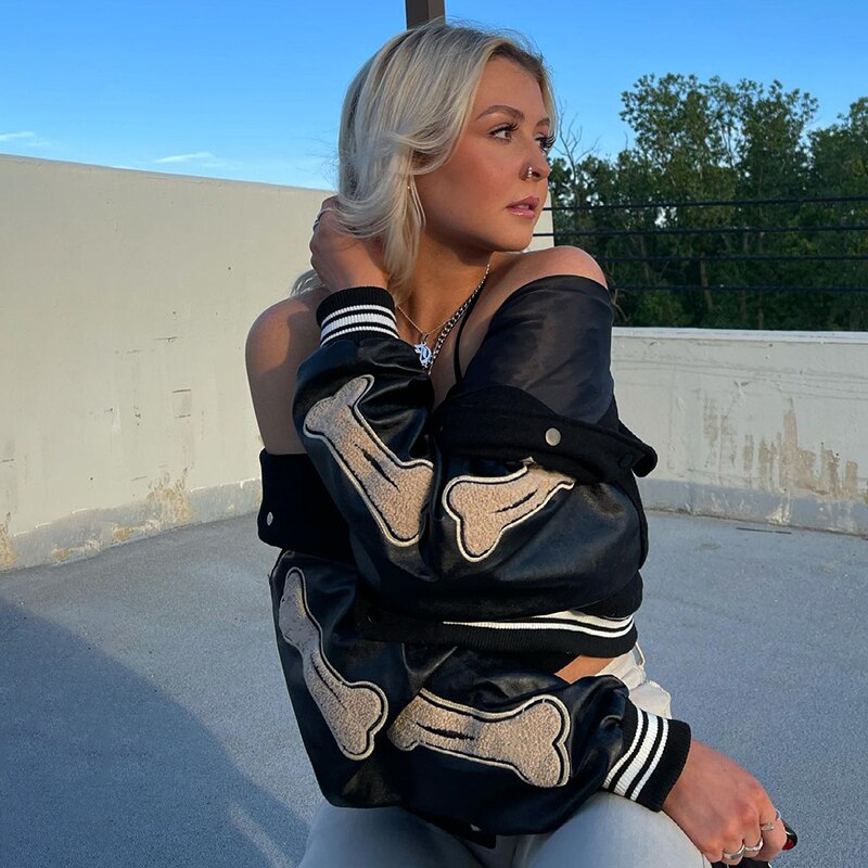 Damen College Jacke Mit Knöpfen | Bomber