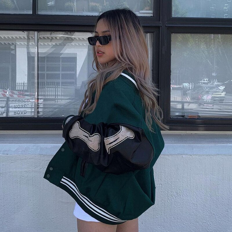 Damen College Jacke Mit Knöpfen | Bomber