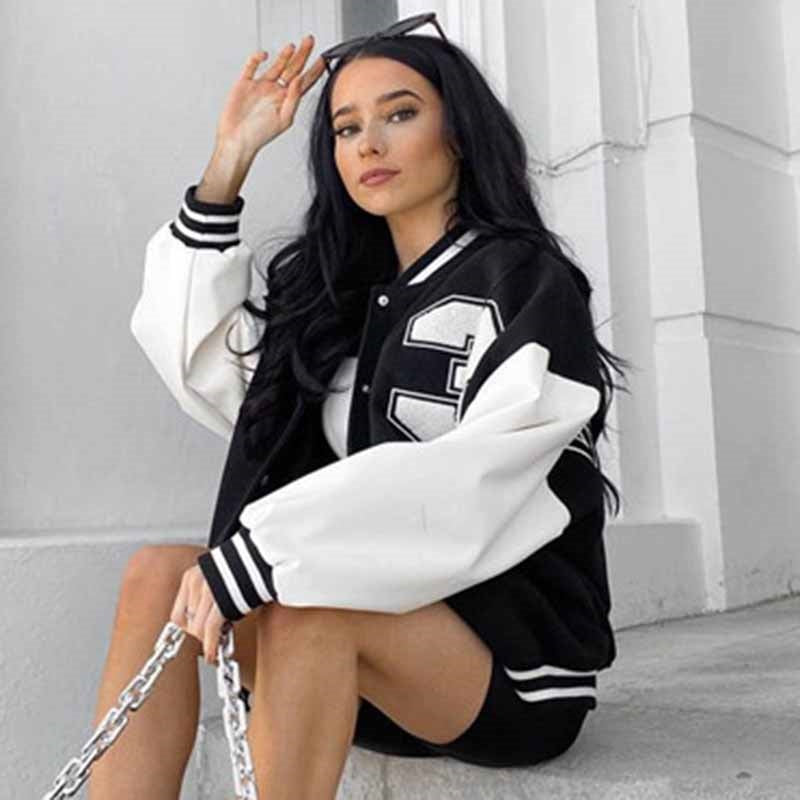 Damen College Jacke Mit Kontrastärmeln | Übergangs