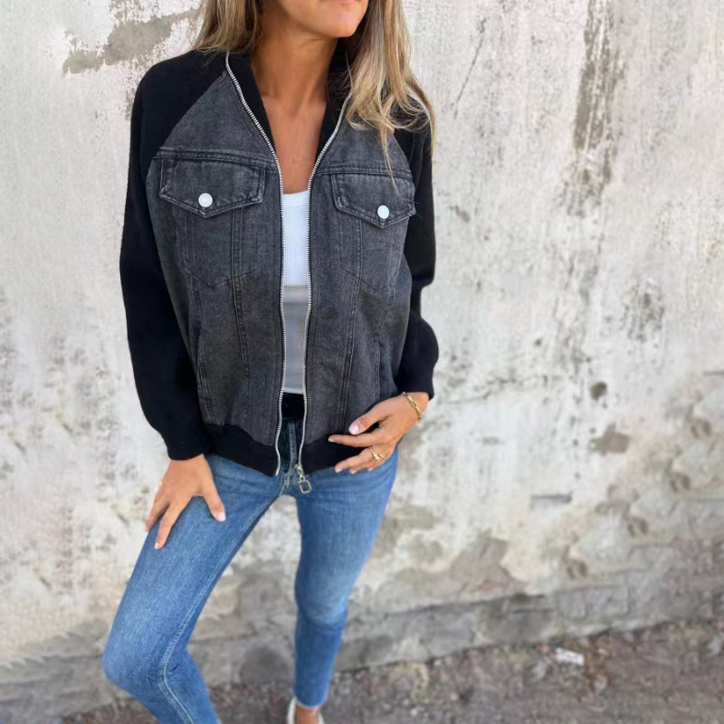 Damen College Übergangsjacke Mit Denim-Optik | Sweat