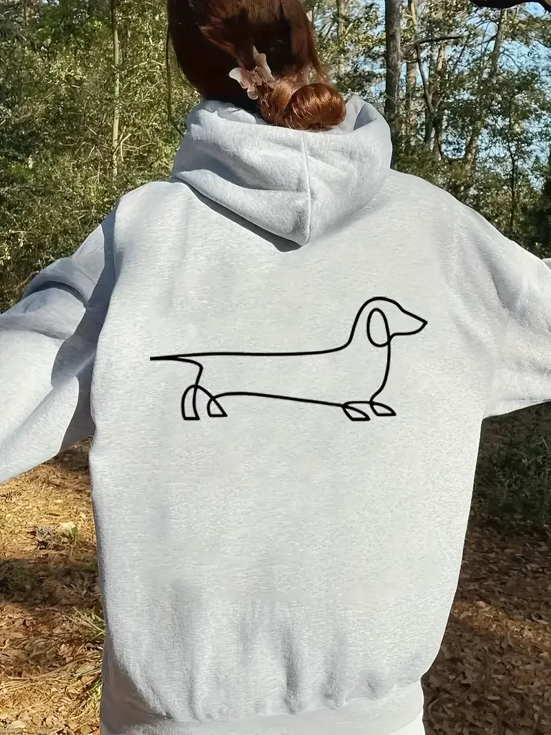 Damen Dackel Hoodie Mit Print & Oversize | Lang