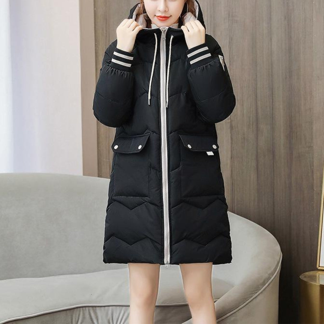 Damen Daunenjacke Mit Reißverschluss Und Klappentaschen | Winter