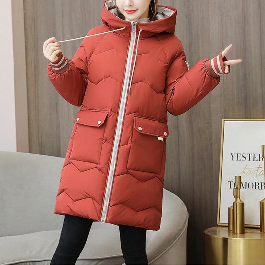 Damen Daunenjacke Mit Reißverschluss Und Klappentaschen | Winter