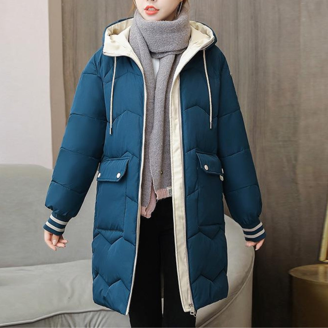 Damen Daunenjacke Mit Reißverschluss Und Klappentaschen | Winter