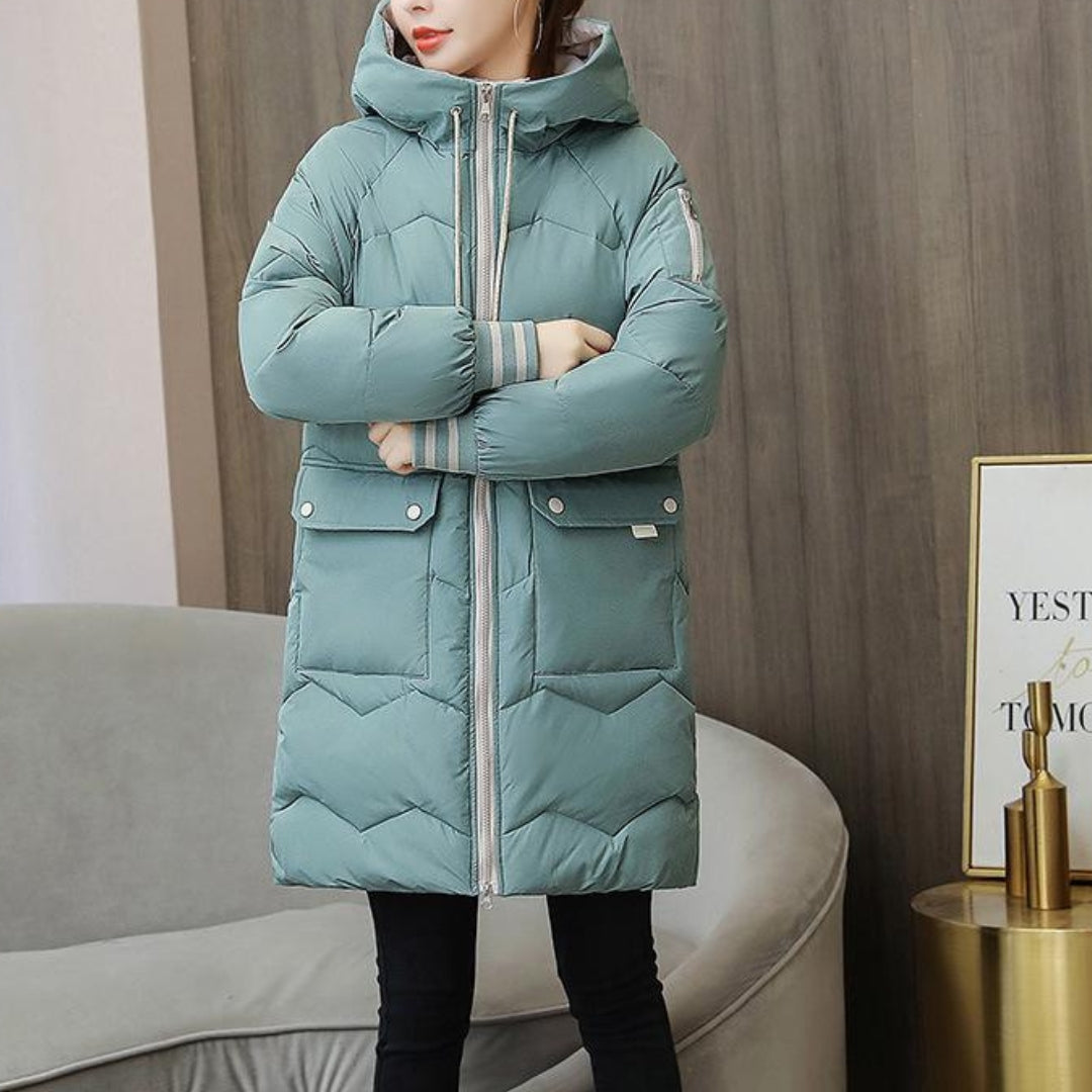 Damen Daunenjacke Mit Reißverschluss Und Klappentaschen | Winter