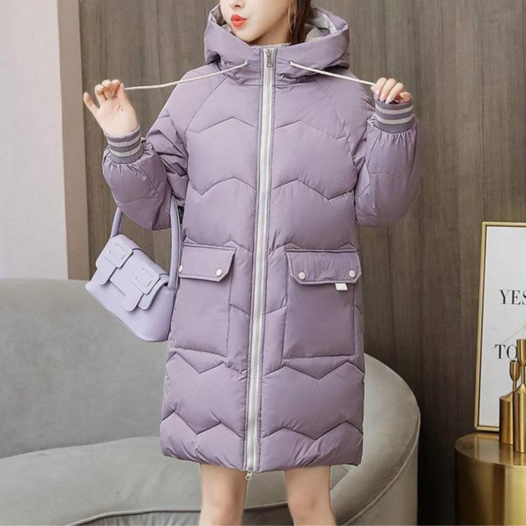 Damen Daunenjacke Mit Reißverschluss Und Klappentaschen | Winter