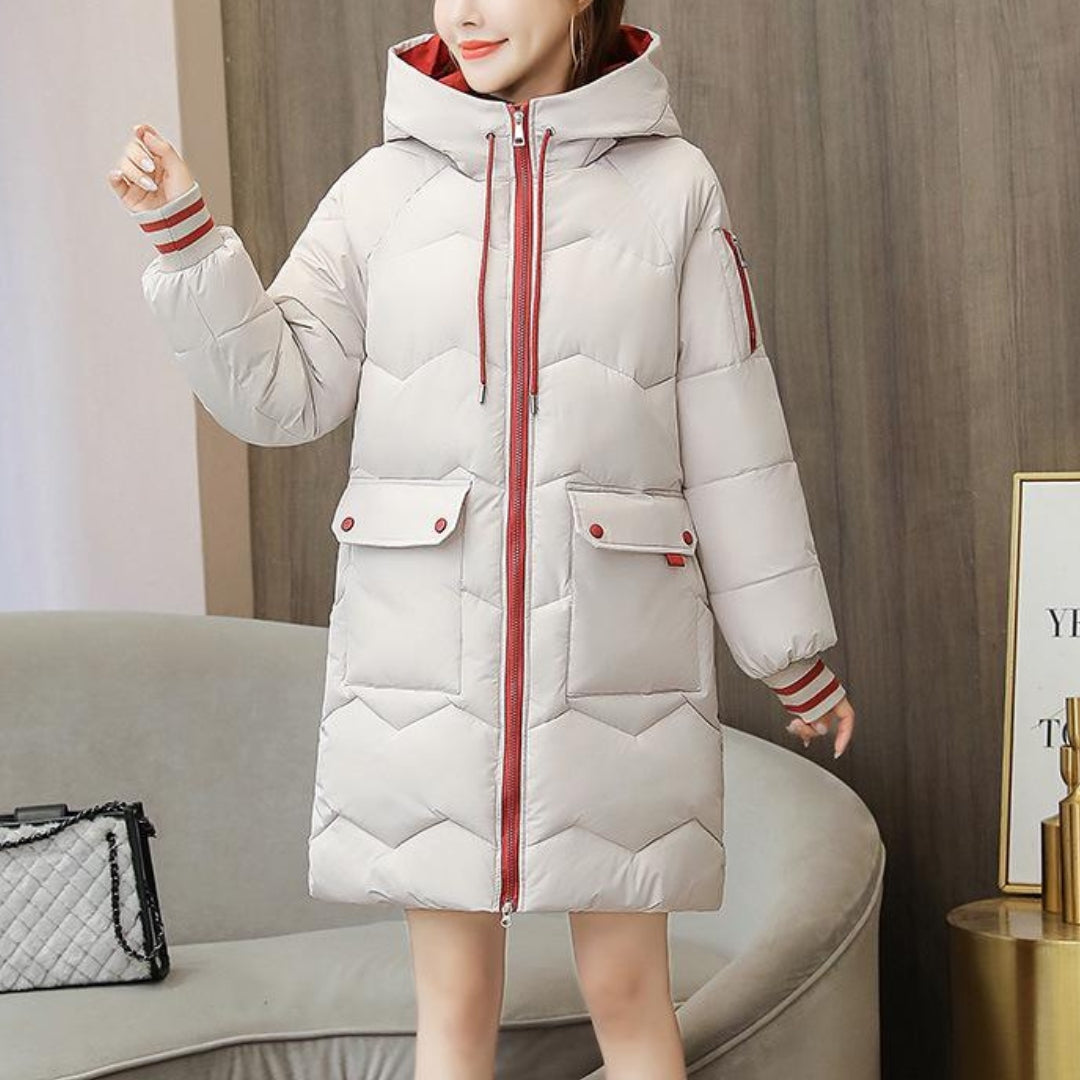 Damen Daunenjacke Mit Reißverschluss Und Klappentaschen | Winter