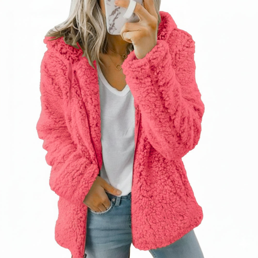 Damen Fleecejacke Mit Knöpfen & Brusttaschen | Teddy