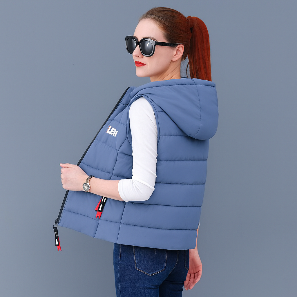 Damen Gilet Mit Kapuze Und Steppdesign | Leicht