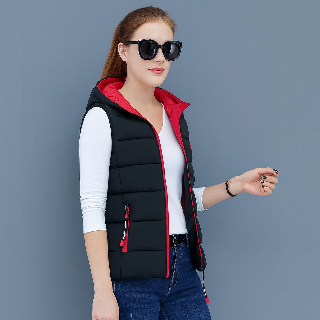 Damen Gilet Mit Kapuze Und Steppdesign | Leicht