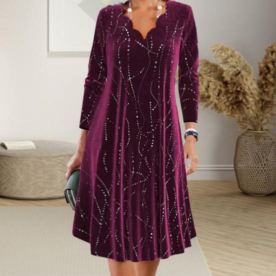 Damen Glitzer Kleid Mit Langarm | Elegant