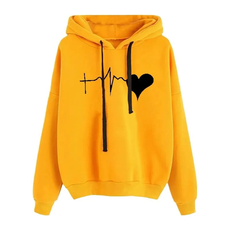 Damen Hoodie Mit Herzmotiv Bedruckt | Bequem