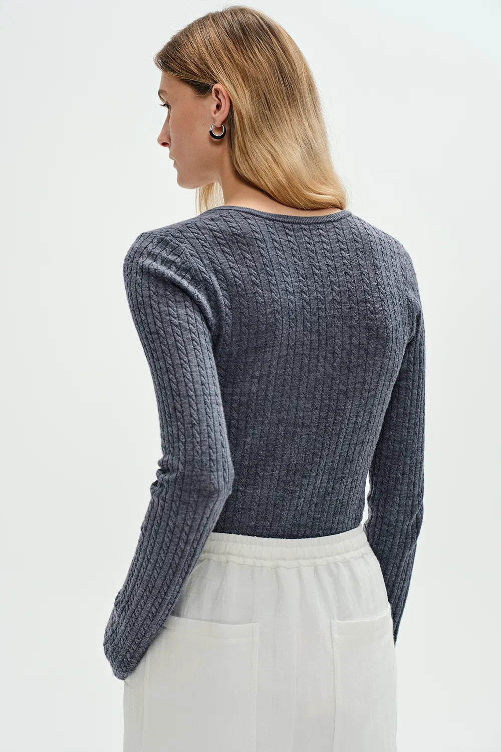 Damen Langarmshirt Mit Knopfleiste Und V-Ausschnitt | Elegant