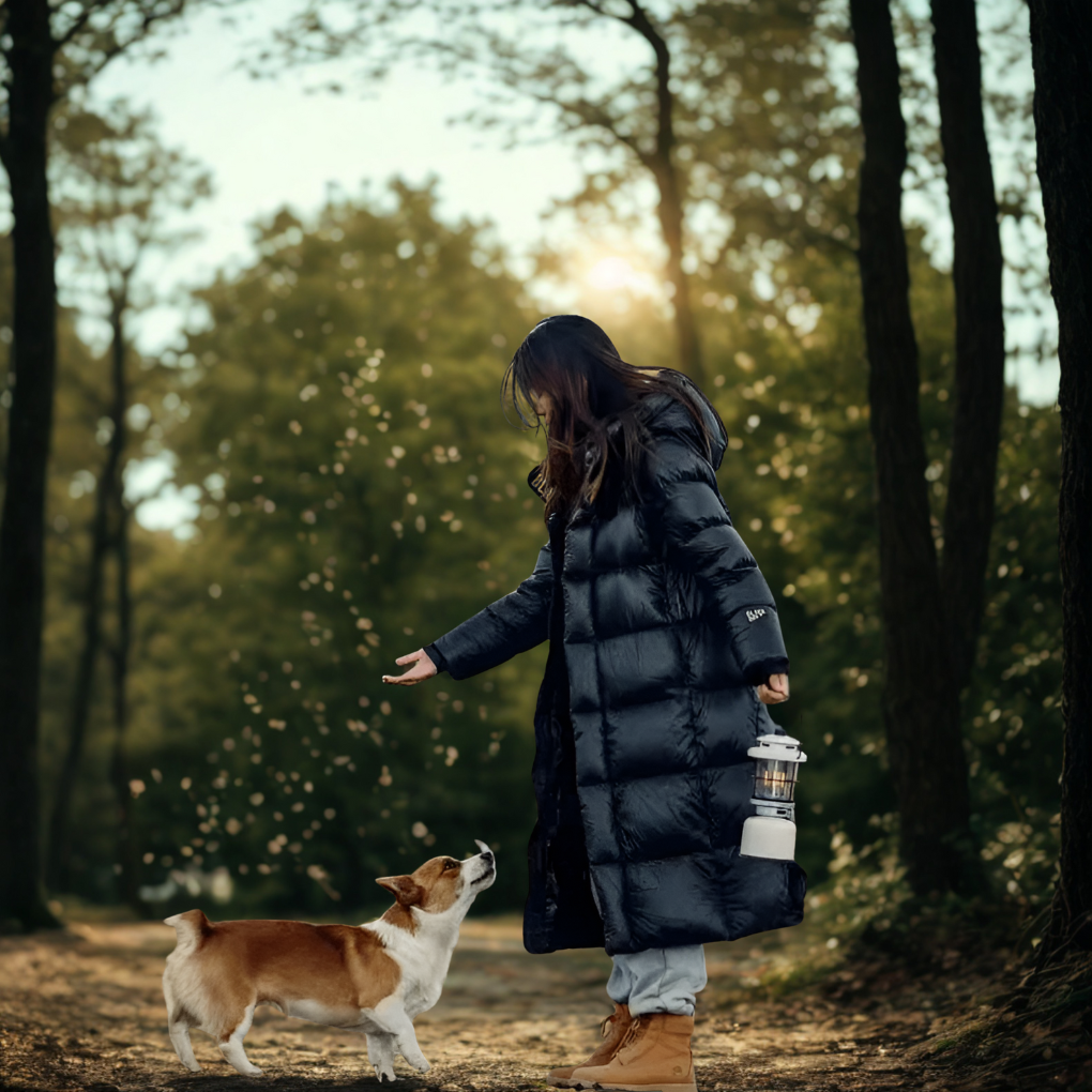 Damen Langer Daunenmantel Mit Kapuze | Winter