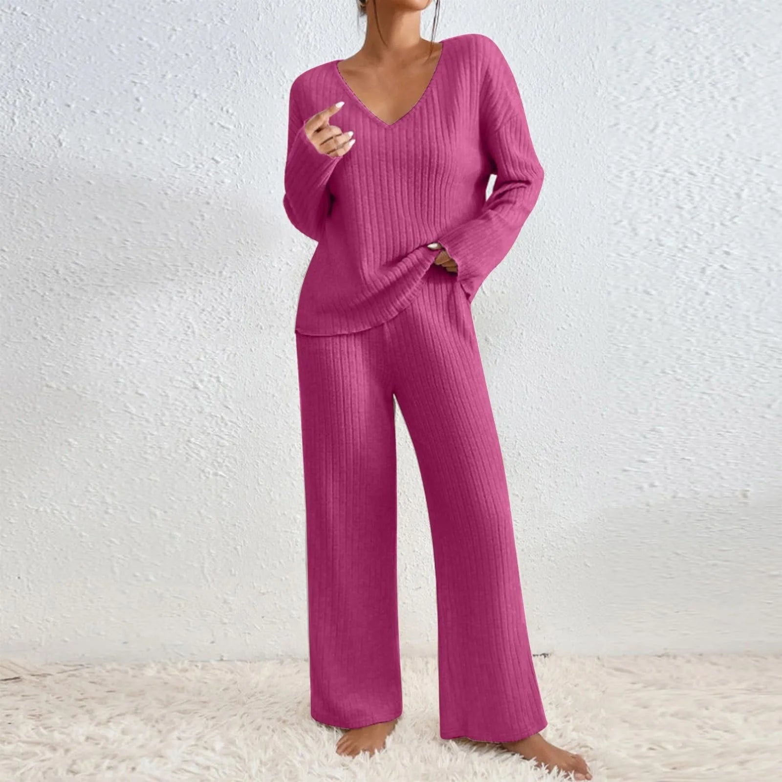 Damen Loungewear-Set Mit V-Ausschnitt | Beque