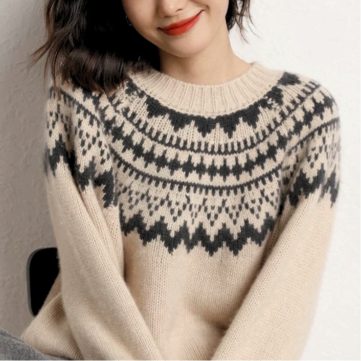 Damen Norweger Pulli Mit Strickdesign | Oversize