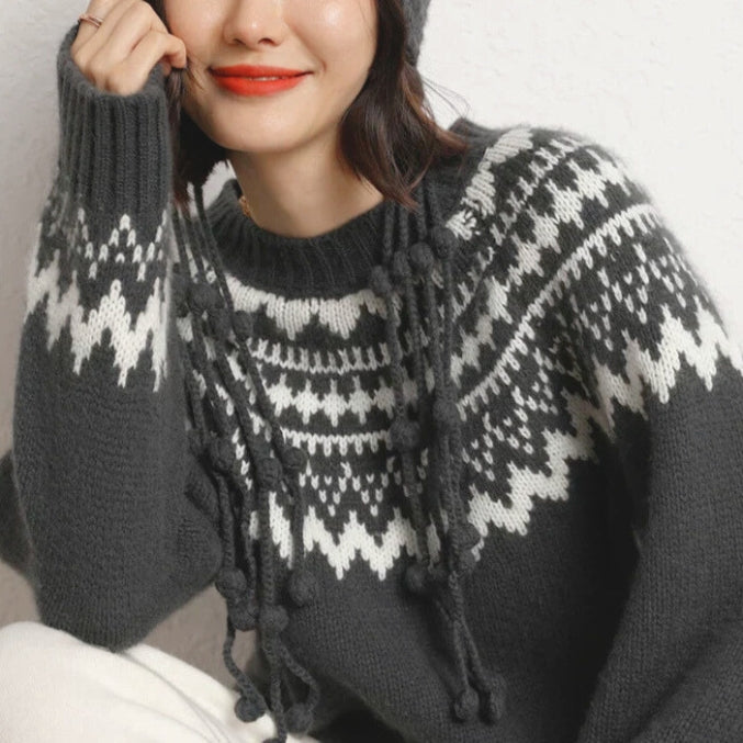 Damen Norweger Pulli Mit Strickdesign | Oversize