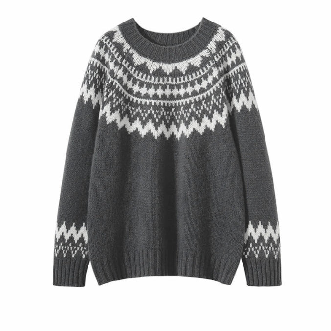 Damen Norweger Pulli Mit Strickdesign | Oversize
