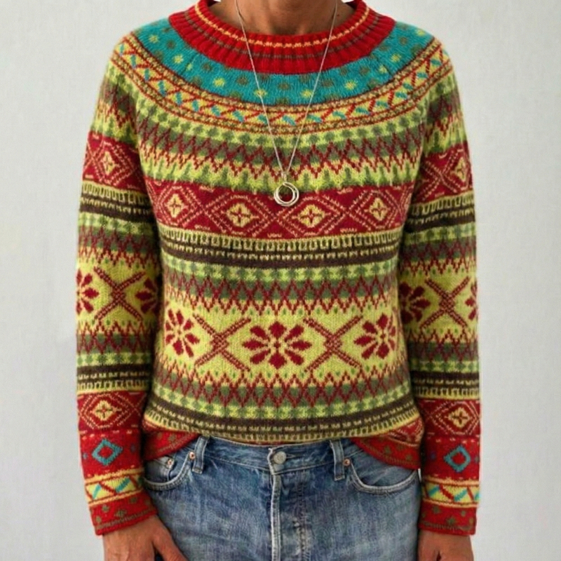 Damen Norweger Pulli Mit Strickmuster | Warm