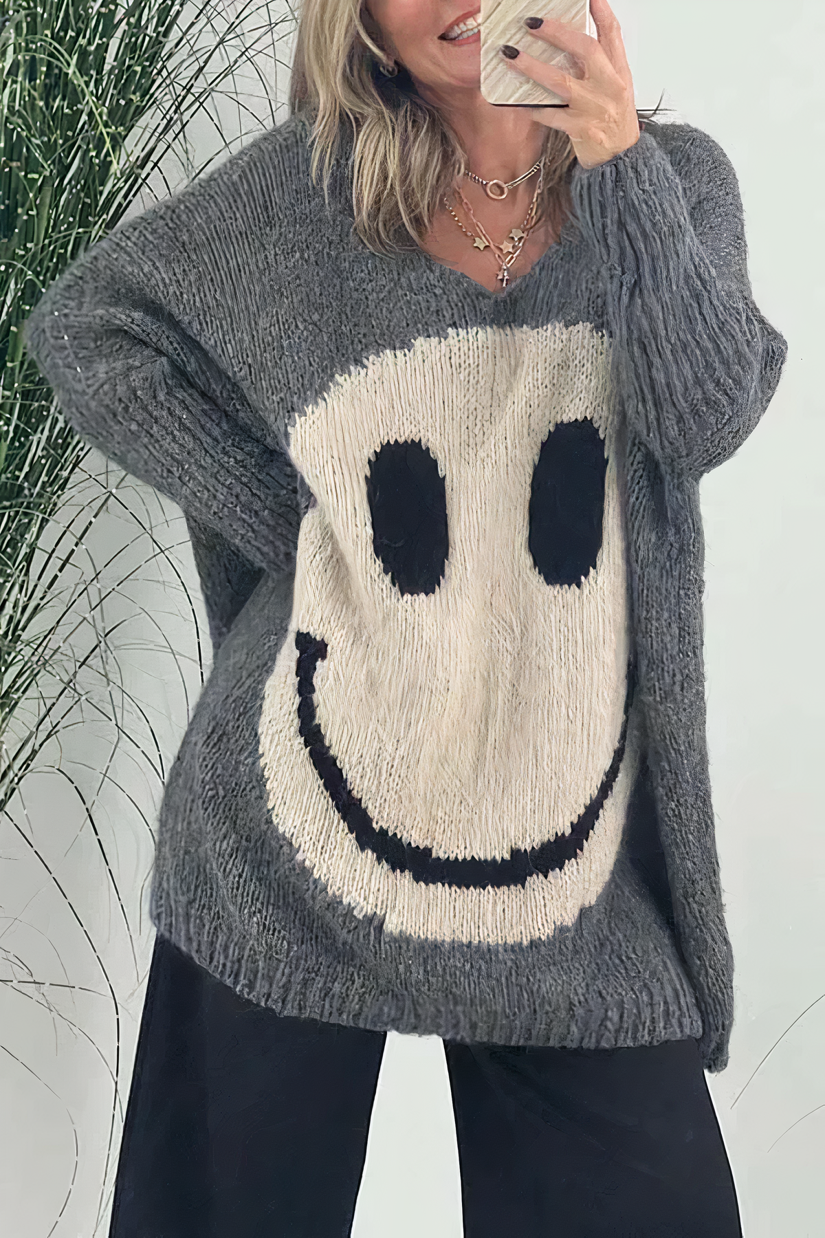 Damen Oversize Pullover Mit Smiley | Bedrucken