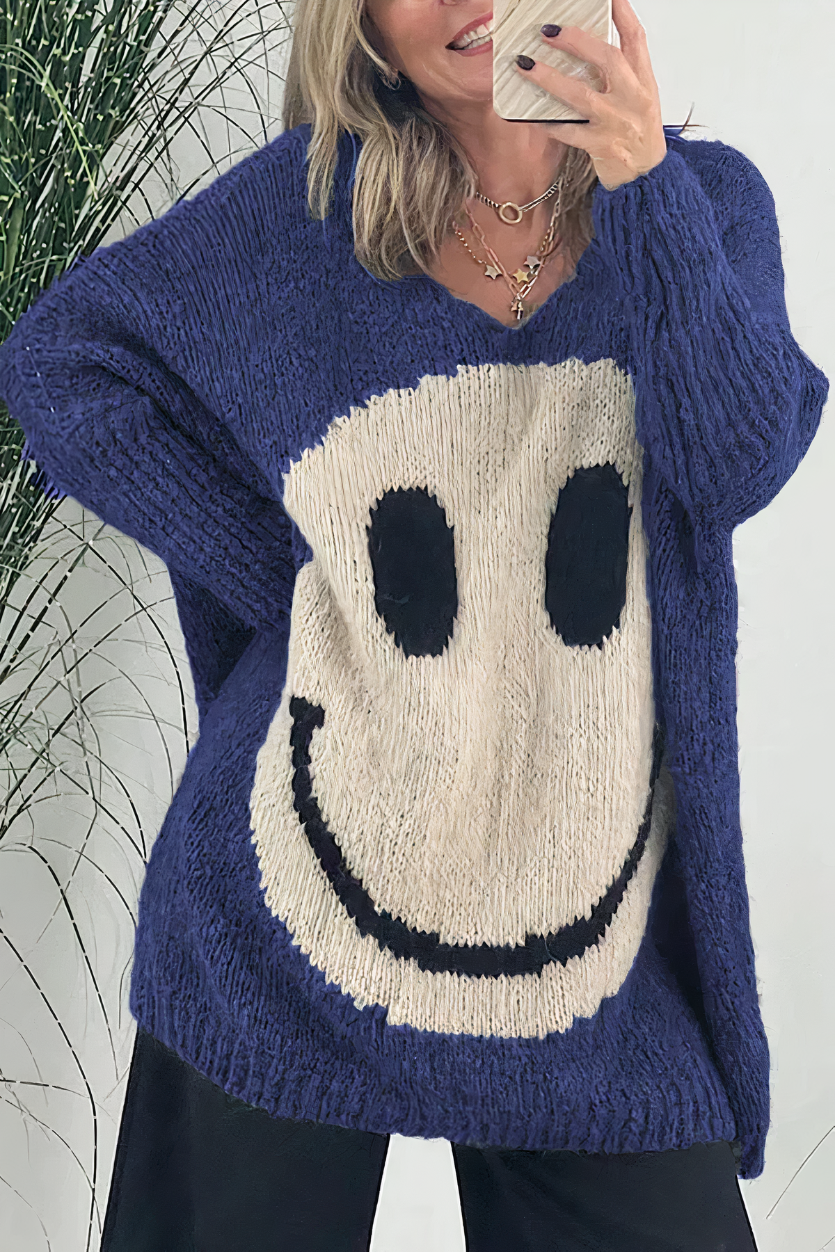 Damen Oversize Pullover Mit Smiley | Bedrucken