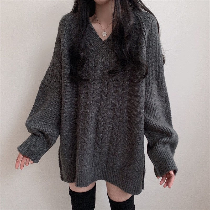Damen Oversize Pullover Mit V Ausschnitt | Strick