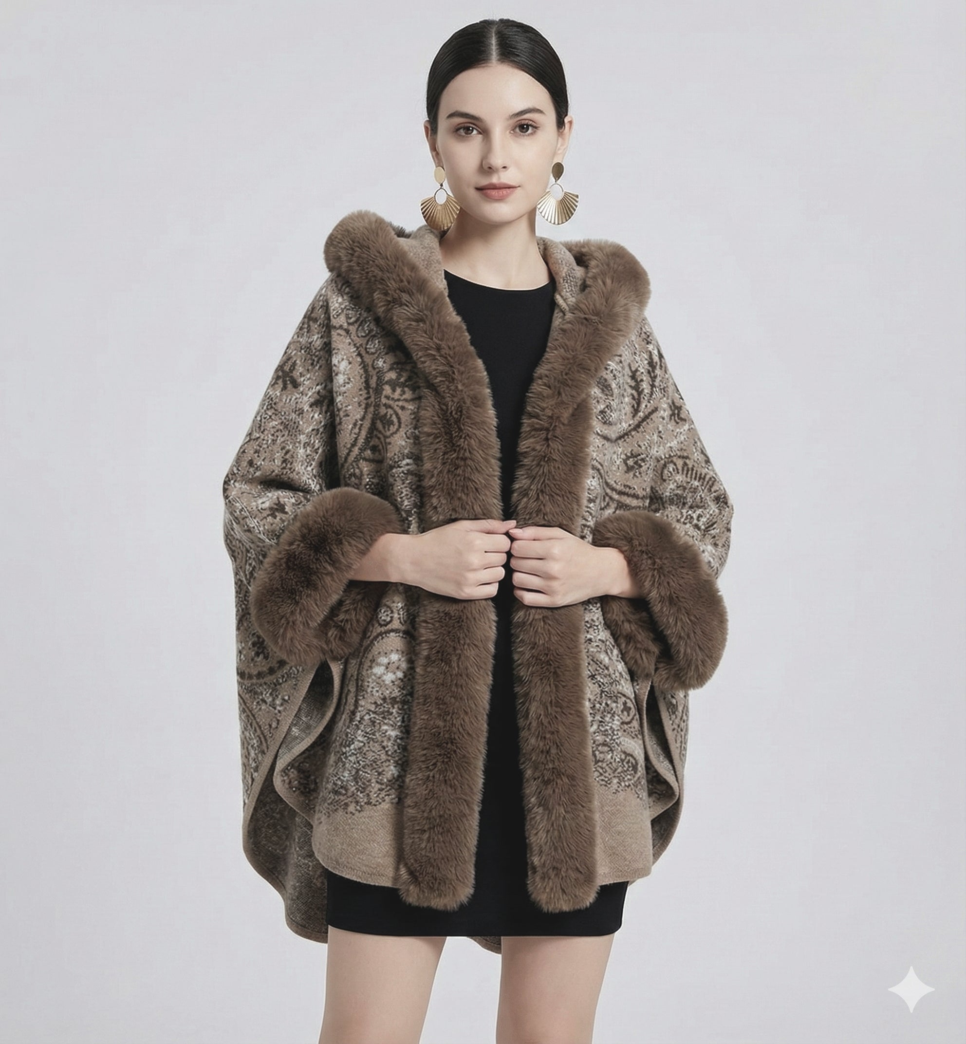 Damen Poncho Warm Mit Fleecebesatz | Winter