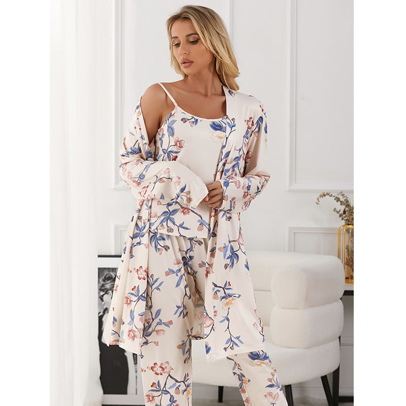 Damen Pyjama 3-Teilig Mit Hose Und Oberteil | Modern