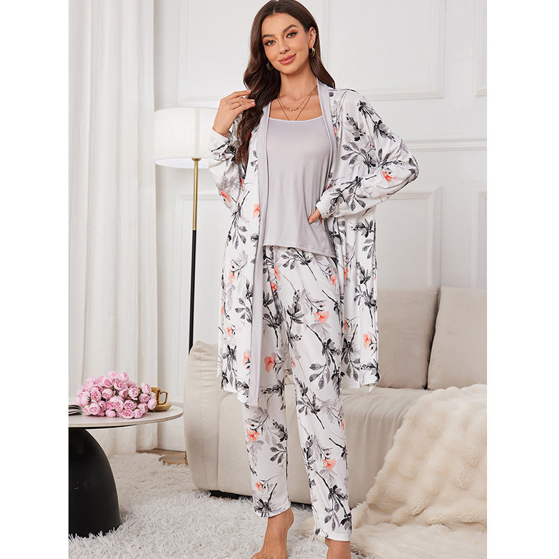 Damen Pyjama 3-Teilig Mit Hose Und Oberteil | Modern