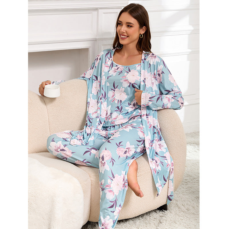 Damen Pyjama 3-Teilig Mit Hose Und Oberteil | Modern