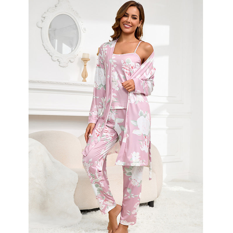 Damen Pyjama 3-Teilig Mit Hose Und Oberteil | Modern