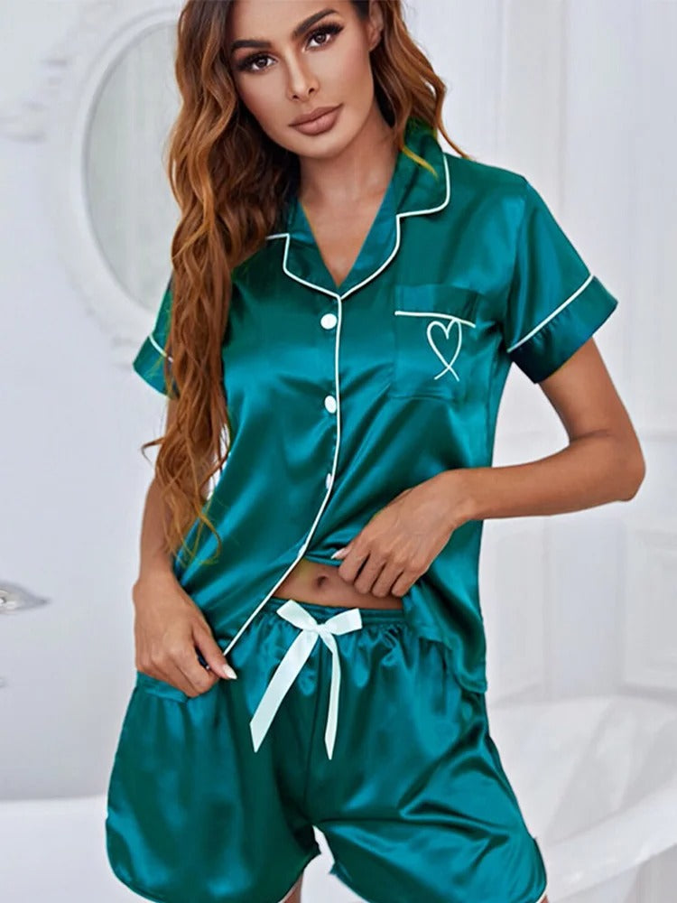 Damen Pyjama Kurzarm Mit Shorts | Set