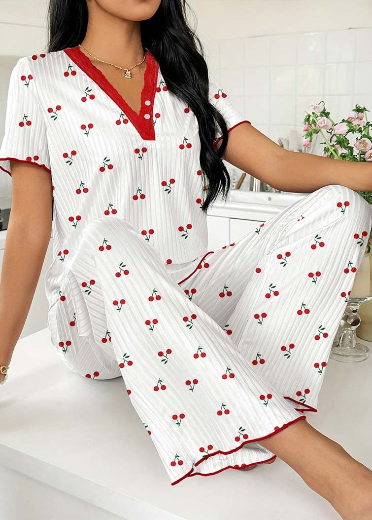 Damen Pyjama Mit Hose Und Oberteil | Bedruckt